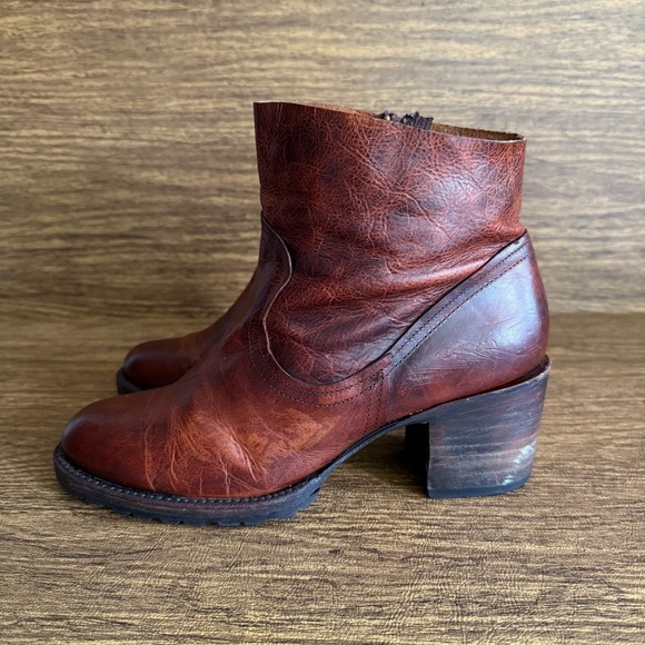 Freebird Flint by Steven Cognac Leather Ankle‎ Booties Size 8 Block Heeled Boots - Picture 3 of 13